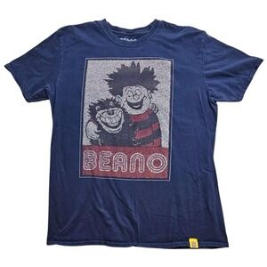 Beano Dennis the Menace Gnasher Graphic T-Shirt Navy Blue Mens XL 2018 Comic Tee